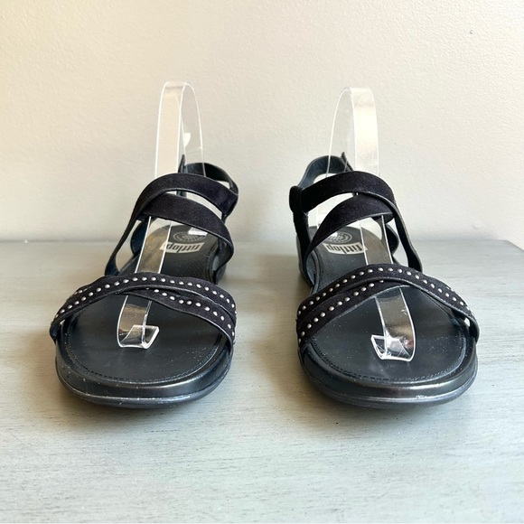 FitFlop Lumy Women Black Strappy Suede Studded Wedge Sandals Sz 8 Comfort - Picture 4 of 14